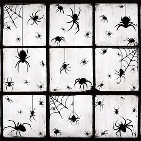 AnyDesign 9 Sheet Halloween Spider Window Clings Scary Spider Double-Sided Window Stickers Black Silhouette Decorative Window Decals for Halloween Home School Office Accessories Party Supplies Gifts