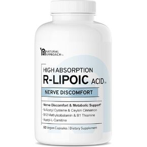 HIGH ABSORPION R-LIPOIC Acid - Supports Nerve Health - Tingling Fingers, Hands, Toes & Feet - Supports Healthy Aging, Cardiovascular Health & Overall Wellbeing* - 60 Vegan Capsules