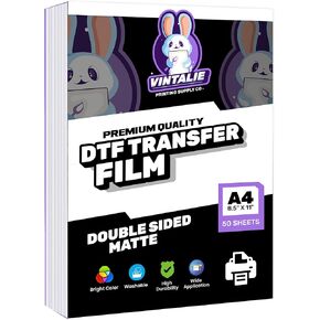 Vintalie Premium DTF Transfer Film – A4 (8.5" x 11") 50 Sheets Double Sided Matte PET Transfer Paper, Easy Direct to Film Printing for Your Business or DIY Project. in Saudi Arabia
