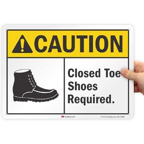 SmartSign "Caution - Closed Toe Shoes Required" Sign | 10" x 14" Plastic