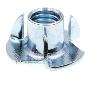 Prime-Line 9078049 T-Nuts, 3-Prong, 3/8 In.-16 X 7/16 In., Zinc Plated Steel (10 Pack)