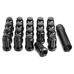 Gaemi 7/16 Lug Nuts,7/16 Spline Lug Nuts Black for Aftermarket Wheels,6 Spline Lug Nuts Set with 1 Socket Key,1.38" Tall 3/4" Hex Conical Seat 60,20 Pack