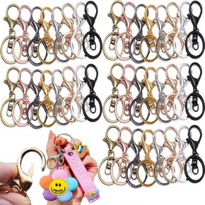 MTOMDY 80pcs Metal Lobster Claw Clasp Keychain,Swivel Snap Hooks with Key Rings for DIY Craft Jewelry Making,Christmas Decoration, Gifts(8 Colors)