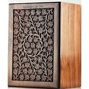 Hand Carved Wooden Cremation Urns for Human Ashes Adult, Memorial Urn Box, Keepsake for Burial/Funeral Ashes, Casket for Pet Ashes, Indian Rosewood (X-Large 9x6.5x4.5 Inch,170 Cu/in)