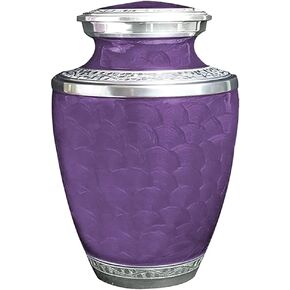Purple Human Adult Funeral Cremation Urn, Large Urn with Velvet Bag