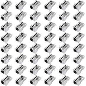 Frienda 48 Pack Metal Handheld Metal Mini Manual Pencil Sharpeners Silver with Single Hole Aluminum Alloy Sharpener for Standard Size Pencils