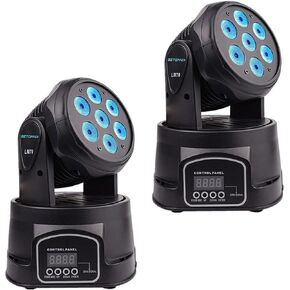 BETOPPER DJ Lights Moving Head, 7x8W RGBW DJ Lights, Sound Activated/DMX Lighting, Moving Head Lights for Stage, Party, Live, DJ, Bar, Disco Lighting (2 Packs)