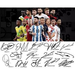Ikonic Fotohaus Lionel Messi Benzema Neymar Vinicius Jr Haaland Mbappe Soccer Superstars Signed Photo Autograph Print Wall Art Home Decor