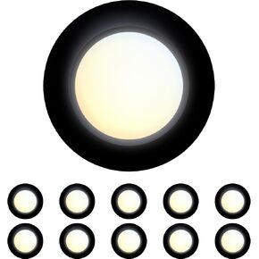 10 Packs 4 Inch LED Low Profile Recessed & Surface Mount Disk Light, Round, 10W, >600 Lumens, 5000K Day Light White, CRI80, DOB Design, Dimmable, ETL Listed, White