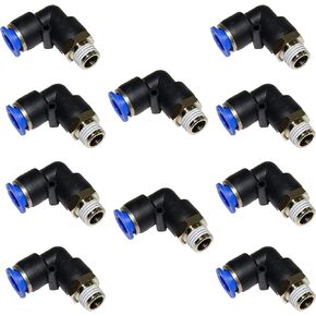 10x Pneumatic Male Elbow Connector Tube OD 5/16"(8mm) X NPT 1/8 PU Air Push In