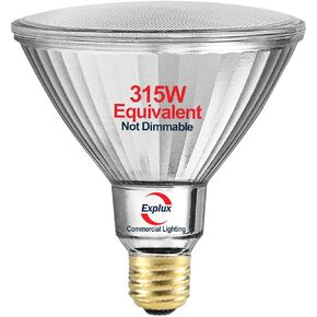 Explux 350 Watt Equivalent PAR38 LED Flood Light Bulb, Ultra Bright 5200 Lumens, Full-Glass Outdoor Waterproof & Anti-Ageing, Non-Dimmable, E26 Medium Base Spotlight, Daylight 5000K, 2-Pack