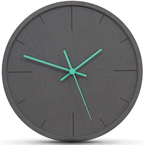 Stephanie Imports Modern Minimalist Concrete Misty Black Silent Wall Clock