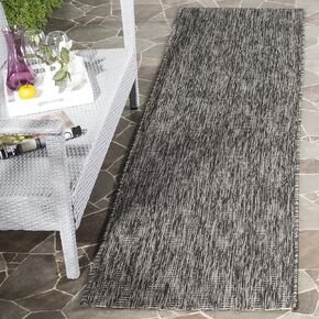 SAFAVIEH Courtyard Collection 2'3" x 8' Black CY8522 Indoor/ Outside Waterproof Easy cleansingPatio Backyard Mudroom Runner Mat
