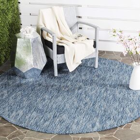 SAFAVIEH Courtyard Collection 6'7'' Round Navy CY8522 Indoor/ Outdoor Patio Backyard Mudroom Area Rug
