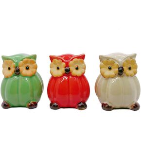 مجموعة من 3 تماثيل بومة سيراميك لديكور المنزل، تماثيل بومة حكيمة، زخارف زخرفية لغرفة المعيشة، غرفة النوم، سطح المكتب، الخزانات أو الهدايا in Kuwait