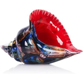 XMGZQ Hand Blown Glass Conch Figurines Ornament,Sea Animal Ornament for Home Decor,Sea Animals Collection for Birthday Gift,Red Glass Seashell