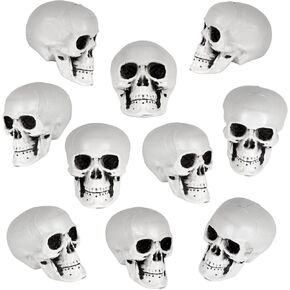10 PCS Halloween Mini Skulls Heads Skull Decor, Plastic Skull Day of The Dead Decorations for Halloween Bar Home Table Decoration Human Skull