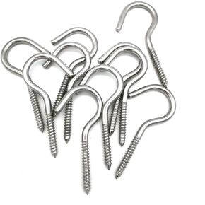 3.8 Inch Stainless Steel 316 Screw-in Hooks Eye Bolt Heavy Duty Large Screw Hook Ceiling Hook Marine Grade Silver 10 Pcs