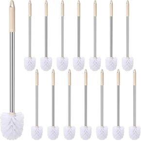 15 Pack Toilet Brush 18.5 Inch Toilet Bowl Brush Bathroom Cleaning Supplies White Stainless Handle Toilet Scrubber Brush for Deep Cleaning