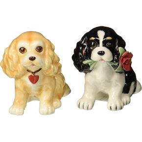 Cosmos Gifts 20761 Fine Porcelain Valentine Cocker Spaniel Dog Salt and Pepper Shakers Set, 3" H