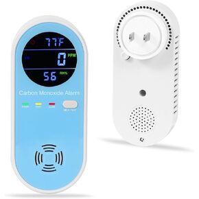 Carbon Monoxide Detector Plug in Wall - Carbon Monoxide Alarm with Temperature(°F) & Humidity, Large Color Digital Display, CO Detector for Real-time Monitor of Home,Bedroom,RV,Apartment