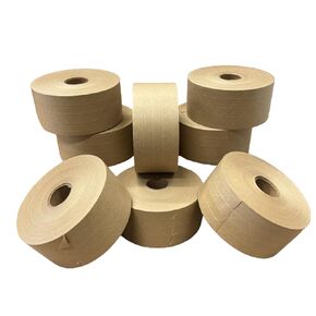 Reinforced Water Activated Gummed Kraft Paper Tape, for Heavy Duty Secure Packing Shipping,klick Industrial (3'' x 450 Feet (10 Rolls/Order)),Brown