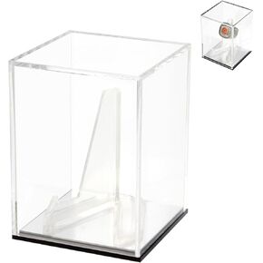 Mirrored Acrylic Championship Ring Display Case with Easel, Clear Challenge Coins Trophy Medal Stand Holder Display Box, Countertop Storage Case for Figures Crystal Fossils Collectibles
