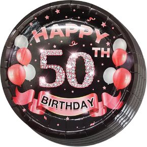 16th Birthday Plates Black and Gold Dessert, Buffet, Cake, Lunch, Dinner Plates for 16th Birthday Decorations Party Supplies, Happy 16th Birthday! 50 Count, 9" Plate Design for 16th Birthday Party in Kuwait