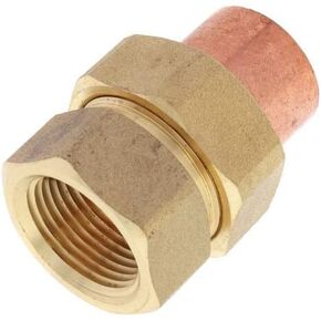 EZ-FLUID Plumbing 1/2" C X FIP LF Brass Copper Pipe Union C x Female Iron Threaded (Copper Sweat Sockets X FIP) Connection Copper Fitting,Straight (1 Pack)