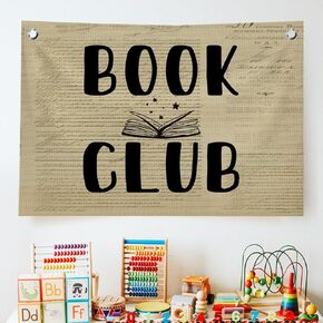 QROZIAR Vintage Decor Newspaper Wall Flags for Reading Nook, Retro Book Club Canvas Banner Wall Hanging Banner Decor, Wall Flags with 2 Brass Grommets for Book Lovers Teachers Library Classroom Nursery JX