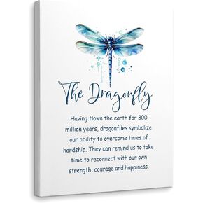 WODMIS Inspirational Dragonfly Wall Decor Framed Canvas Wall Art, Watercolor Green Dragonfly Motivational Wall Decor Canvas Home Decorations for Home Bathroom Bedroom Office Wall Decor 11x14