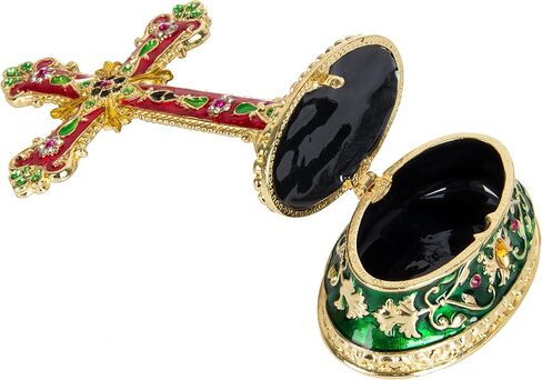 QIFU Hand Painted Enameled The Cross Decorative Hinged Jewelry Trinket Box Unique Gift for Home Decor in Kuwait