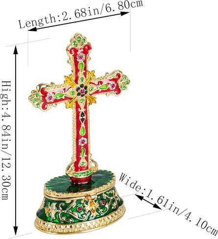 QIFU Hand Painted Enameled The Cross Decorative Hinged Jewelry Trinket Box Unique Gift for Home Decor in Kuwait