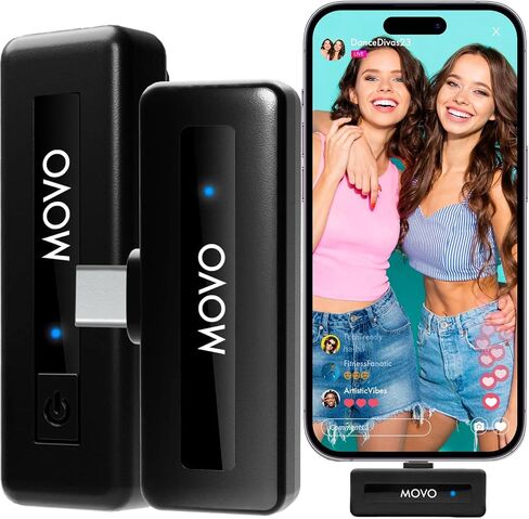 Movo Wireless Mini UC Duo Wireless Microphone for Android - Ultracompact Bluetooth Microphone for Android with Clip on Wireless Lavalier Microphone for Android - (10HR Battery Life, 164ft Range) in Kuwait