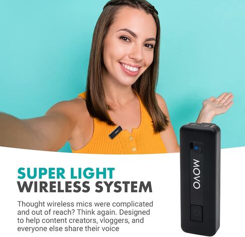 Movo Wireless Mini UC Duo Wireless Microphone for Android - Ultracompact Bluetooth Microphone for Android with Clip on Wireless Lavalier Microphone for Android - (10HR Battery Life, 164ft Range) in Kuwait