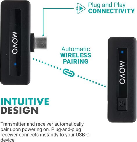 Movo Wireless Mini UC Duo Wireless Microphone for Android - Ultracompact Bluetooth Microphone for Android with Clip on Wireless Lavalier Microphone for Android - (10HR Battery Life, 164ft Range) in Kuwait