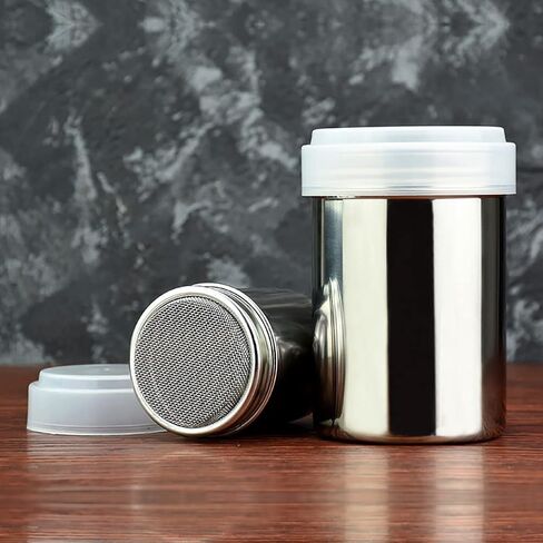 Stainless Steel Powder Shaker Sifter Powdered Sugar Dispenser Shaker Mesh Pepper Chocolate Shaker Seasoning Can with Lid for Icing Sugar Cinnamon in Saudi Arabia