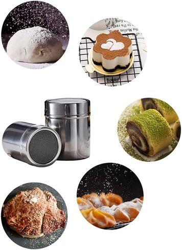 Stainless Steel Powder Shaker Sifter Powdered Sugar Dispenser Shaker Mesh Pepper Chocolate Shaker Seasoning Can with Lid for Icing Sugar Cinnamon in Saudi Arabia