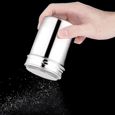 Stainless Steel Powder Shaker Sifter Powdered Sugar Dispenser Shaker Mesh Pepper Chocolate Shaker Seasoning Can with Lid for Icing Sugar Cinnamon in Saudi Arabia