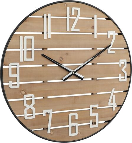 Farmhouse Wood Wall Clock, Silent Non-Ticking Round Analog Clock Decorative for Bedroom, Living Room, Kitchen, Entryway, 24-Inch in Saudi Arabia