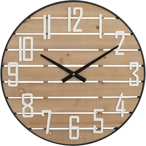 Farmhouse Wood Wall Clock, Silent Non-Ticking Round Analog Clock Decorative for Bedroom, Living Room, Kitchen, Entryway, 24-Inch in Saudi Arabia
