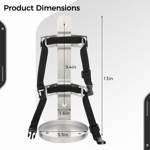 Fire Extinguisher Metal Bracket, 304 Stainless Steel Mounting Bracket with Adjustable Straps, Heavy Duty Fixing Holder Compatible with 6.6-8.8 lbs Fire Extinguisher in Kuwait