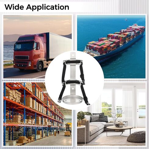 Fire Extinguisher Metal Bracket, 304 Stainless Steel Mounting Bracket with Adjustable Straps, Heavy Duty Fixing Holder Compatible with 6.6-8.8 lbs Fire Extinguisher in Kuwait