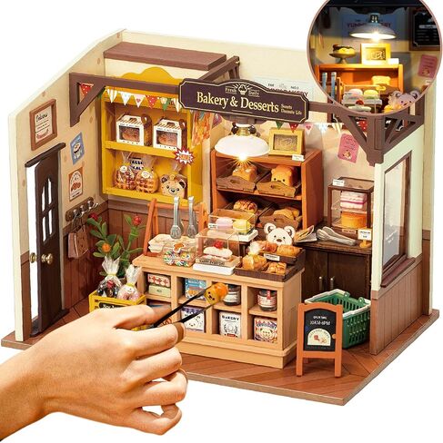 ROBOTIME DIY Miniature Dollhouse Kit - 1:24 Scale Dollhouse Room Kit with LED Light - DIY House Kit with Furniture Best Birthday for Women and Men in Kuwait