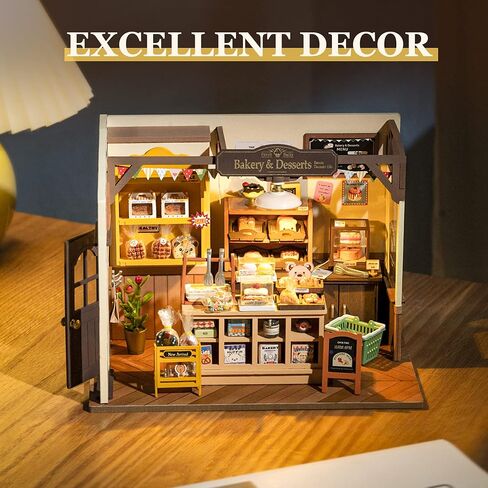 ROBOTIME DIY Miniature Dollhouse Kit - 1:24 Scale Dollhouse Room Kit with LED Light - DIY House Kit with Furniture Best Birthday for Women and Men in Kuwait