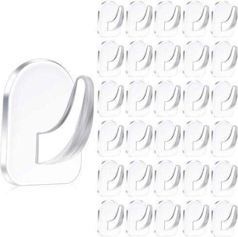 Molain 30 Pack Clear Adhesive Hooks for Hanging, Small Acrylic Adhesive Hooks with Traceless Stickers Drill-Free Wall Hooks Transparent Wall Door Hooks for Kitchen Bathroom Bedroom Office in Saudi Arabia