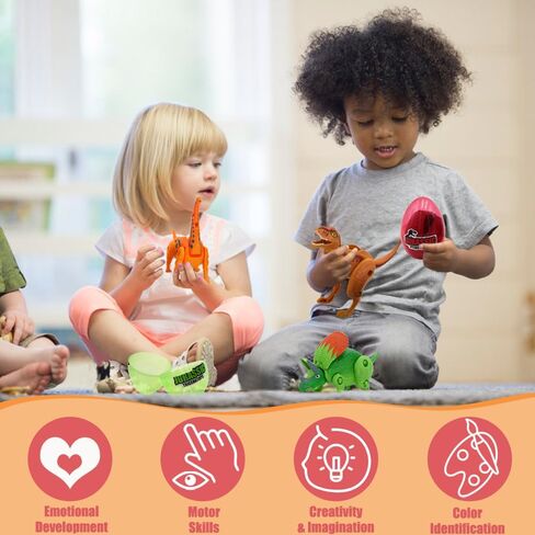 Sealive 4 Pack Dino Eggs for Kids - Hatching Dinosaur Eggs Building Blocks - Surprise Eggs with Bite Finger Dinosaurs - Dinosaur Gift for Birthdays, Christmas, Party Favors & Easter Basket Stuffers in Kuwait
