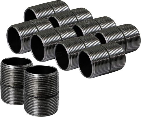 SupplyGiant 3/4 x 1 Inch Black Steel Pipe (10-Pack), Heavy Duty Industrial Malleable Iron Pipes, Pre Cut Threaded Close Nipple Great For All DIY Furniture And Black Pipe Shelving in Saudi Arabia