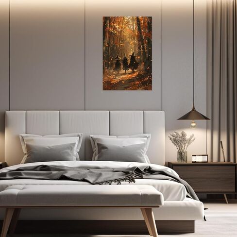 Generic Horror Halloween Home Decor Posters Three Witches Gather in The Maple Forest Vintage Gothic Wall Decor Autumn Beautiful Witches Forest Canvas Art Wall Decor for Living Room 12x16in Unframed in Saudi Arabia