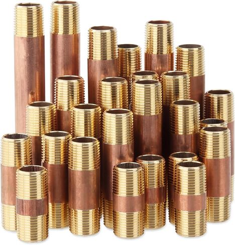 LTWFITTING Assortment Kit Total length (1-1/2-Inch 2-Inch 2-1/2-Inch 3-Inch 3-1/2-Inch 4-Inch 4-1/2-Inch) x 3/8-Inch Male NPT Brass Pipe Long Nipple Set (Pack of 26) in Saudi Arabia